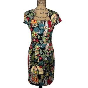 Grace Karin Frida Kahlo Tropical Pencil Dress Medium Retro Pinup Rockabilly